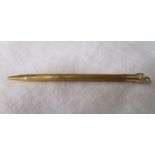 Birmingham hallmarked gold propelling pencil in box with blank cartouche