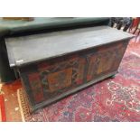 Early 19thC painted pine marriage chest