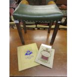 Coronation stool by Glenister's of High Wycombe together with Coronation ephemera