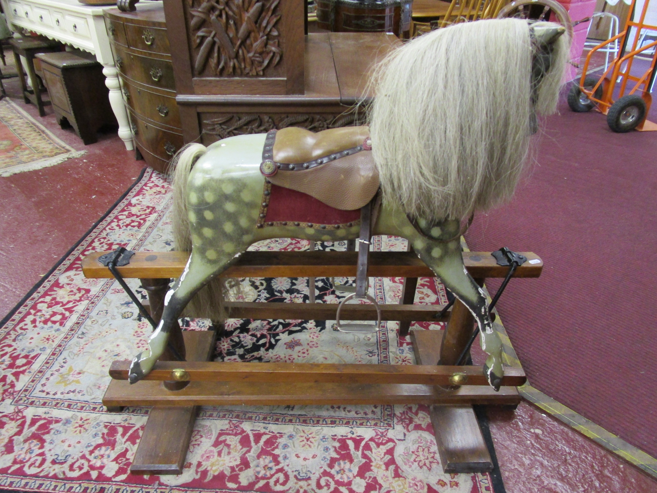 Victorian wooden rocking horse - Image 4 of 7