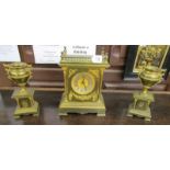 Victorian French clock garniture with unusual winder