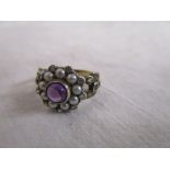 Amethyst, pearl, diamond & peridot ring