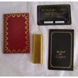 Cartier 1982 gold plated lighter with guarantee/certificate