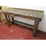 Sturdy vintage wooden workbench with Record vice