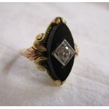 Antique gold onyx & diamond set ring