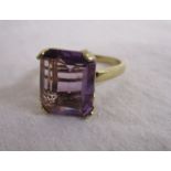 Gold amethyst & diamond set ring