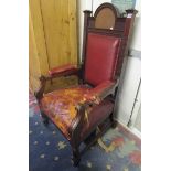 Victorian mahogany framed throne chair