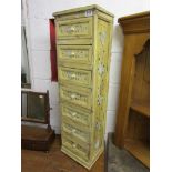 Painted bank of 7 drawers