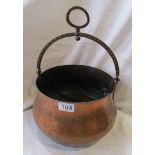 Small copper & bronze cauldron