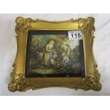 Small Victorian framed hand painted ivory plaque (13cm x 10cm)