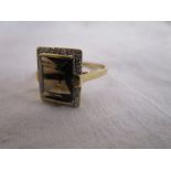 Gold square cut topaz & diamond ring
