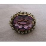 Amethyst & pearl brooch