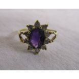 Gold amethyst cluster ring