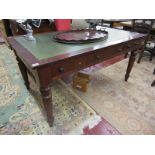 Mahogany leather top library table (H: 75cm W: 152cm D: 90cm)