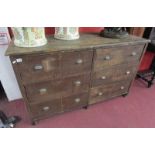 Large Victorian bank of six haberdashery drawers (H: 98cm W: 167cm D: 64cm)