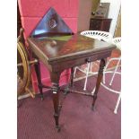 Fine Victorian inlaid mahogany envelope card table by Shoolbred & Co