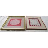 2 framed lace doilies - 1 made from pineapple skin!