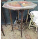 Painted top octagonal bamboo table