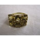 Gold citrine cluster ring