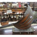 Oriental metal model sailing boat