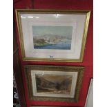 2 watercolours - Harbour scene by Catherine Howard & Oriental rural scene