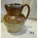 Silver mounted 19c stoneware jug