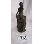 Small bronze lady figurine - H: 15cm