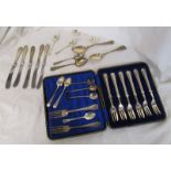 Collection of silver cutlery to include cased silver handled cake forks