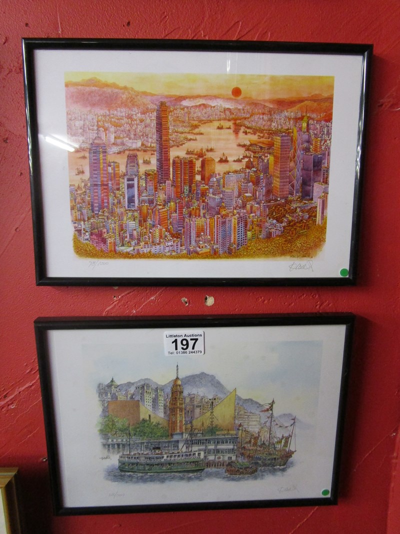 Pair of L/E signed prints - Cityscapes