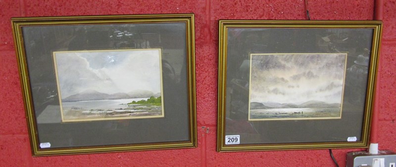 Duncan Russell - Pair of watercolours - Lake scenes