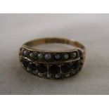 Gold antique seed pearl & ruby set ring - Circa 1901