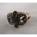 Gold diamond & garnet antique style ring