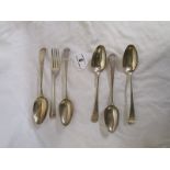 Collection of silver table spoons and fork - Approx 364g