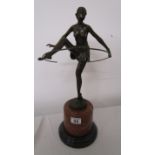 Bronze Art Deco lady figure - H: 48cm