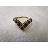 Gold sapphire set wishbone ring