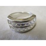 Silver stone set ring