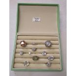 Collection of 11 costume & silver rings in jewellery box