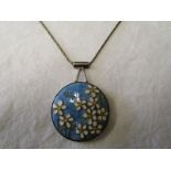 1930's silver & enamel pendant on chain