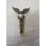 Diamond and pearl serpent brooch
