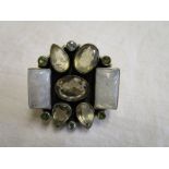 Very large silver ring set with multi gemstones