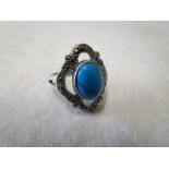 Silver & turquoise set ring