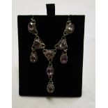 Amethyst set silver necklace