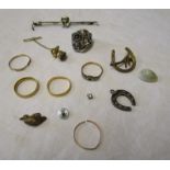 Collection of jewellery to include hallmarked gold rings