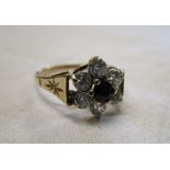 Gold sapphire cluster ring