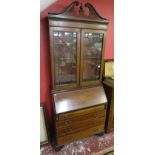 Inlaid mahogany bureau bookcase