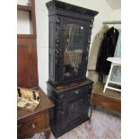 Carved oak cabinet bookcase