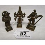 3 small bronze deities