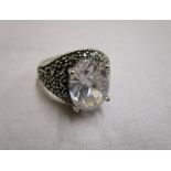 Silver marcasite stone set ring