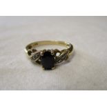 Gold sapphire and diamond set ring