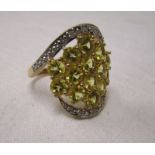 Gold diamond and stone set cocktail ring